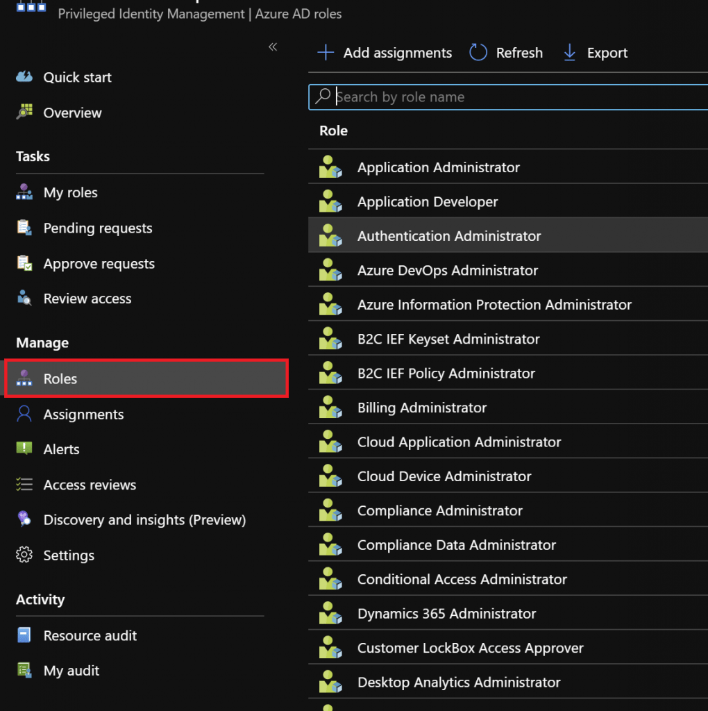 Add assignment privileged identity management 2